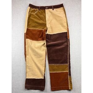 Jaded London Patchwork Corduroy Pants Men 36x30 Brown Skate Fit Y2K Boho Hippie